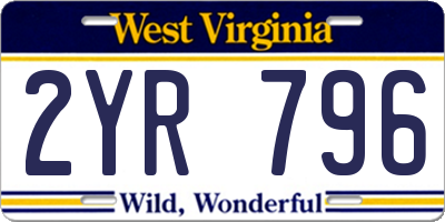 WV license plate 2YR796