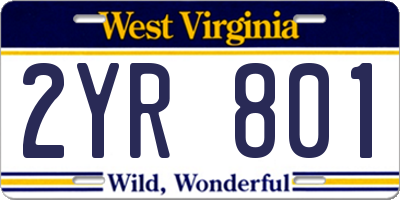 WV license plate 2YR801