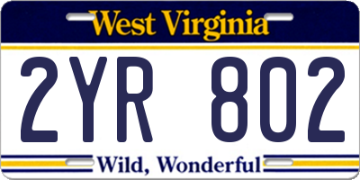 WV license plate 2YR802