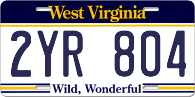 WV license plate 2YR804