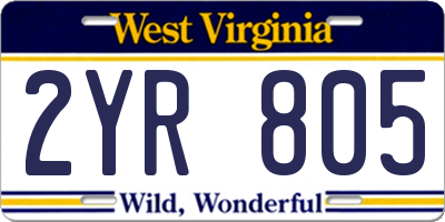 WV license plate 2YR805