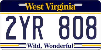 WV license plate 2YR808