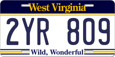 WV license plate 2YR809