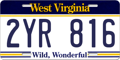 WV license plate 2YR816