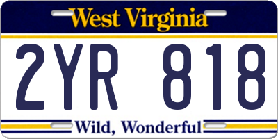 WV license plate 2YR818