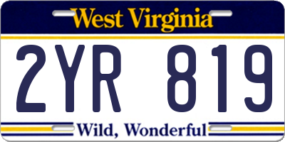 WV license plate 2YR819