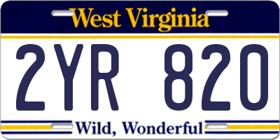 WV license plate 2YR820