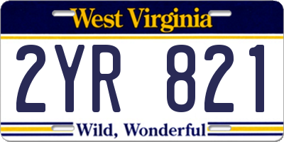 WV license plate 2YR821