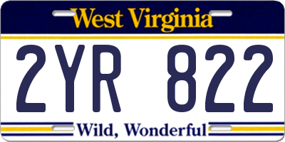 WV license plate 2YR822