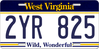WV license plate 2YR825