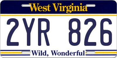 WV license plate 2YR826