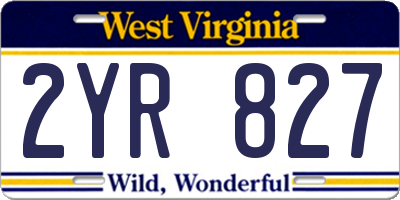 WV license plate 2YR827