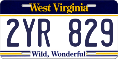 WV license plate 2YR829