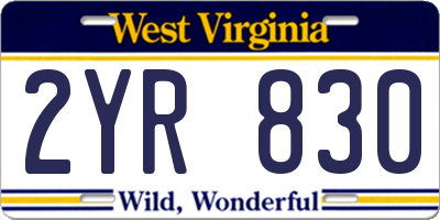 WV license plate 2YR830