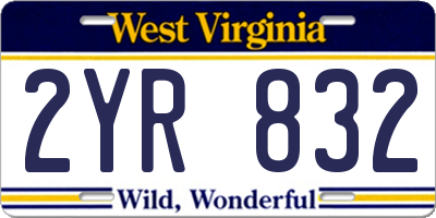 WV license plate 2YR832