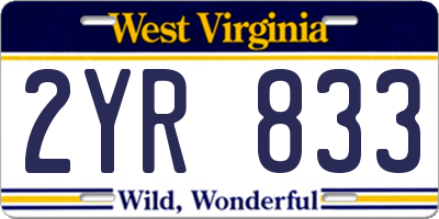 WV license plate 2YR833
