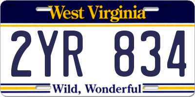 WV license plate 2YR834