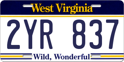 WV license plate 2YR837