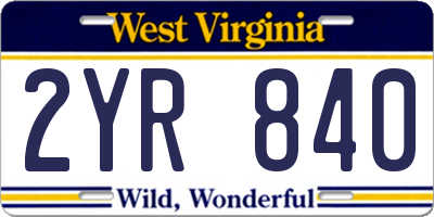 WV license plate 2YR840