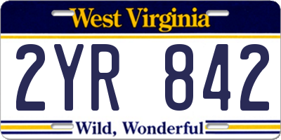 WV license plate 2YR842