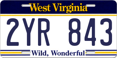WV license plate 2YR843