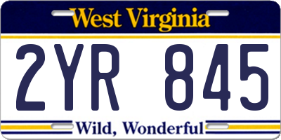 WV license plate 2YR845