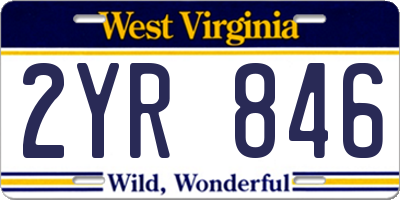 WV license plate 2YR846