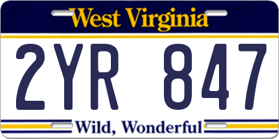 WV license plate 2YR847