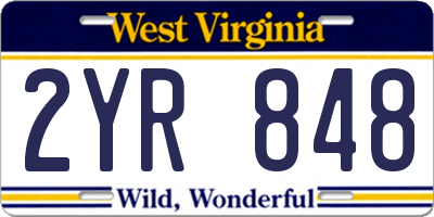 WV license plate 2YR848