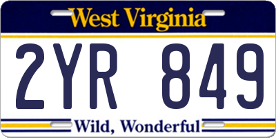 WV license plate 2YR849
