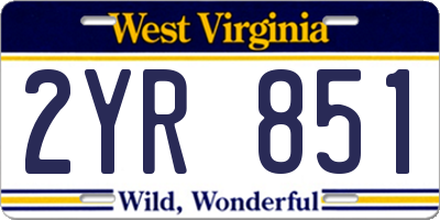 WV license plate 2YR851