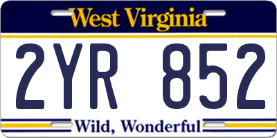 WV license plate 2YR852