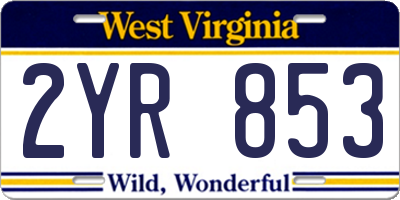 WV license plate 2YR853