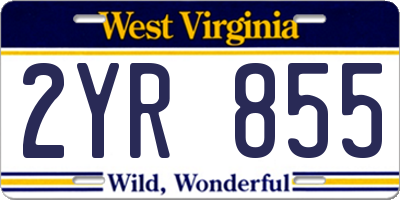 WV license plate 2YR855