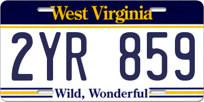 WV license plate 2YR859