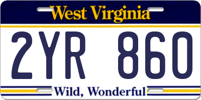 WV license plate 2YR860