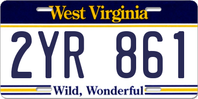 WV license plate 2YR861