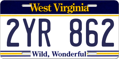 WV license plate 2YR862