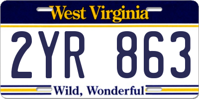 WV license plate 2YR863