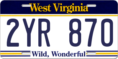 WV license plate 2YR870