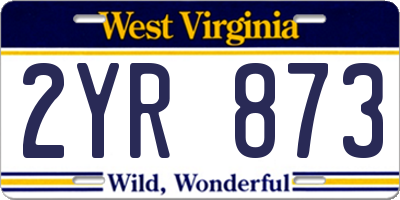 WV license plate 2YR873