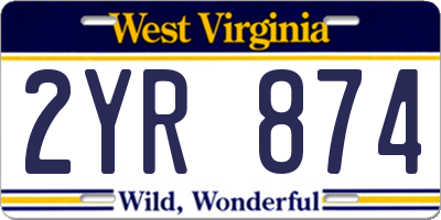 WV license plate 2YR874