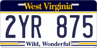 WV license plate 2YR875