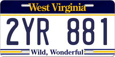 WV license plate 2YR881