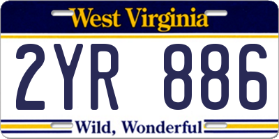 WV license plate 2YR886