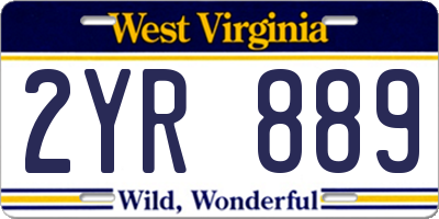 WV license plate 2YR889