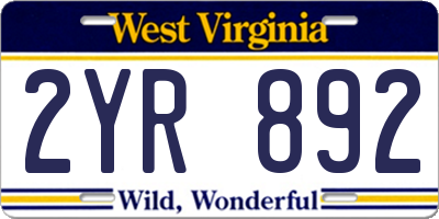 WV license plate 2YR892