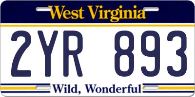 WV license plate 2YR893