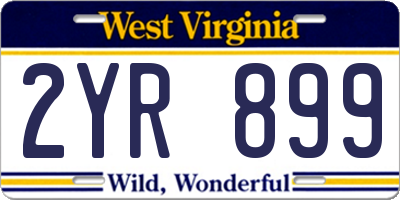 WV license plate 2YR899