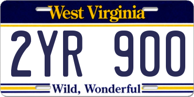 WV license plate 2YR900